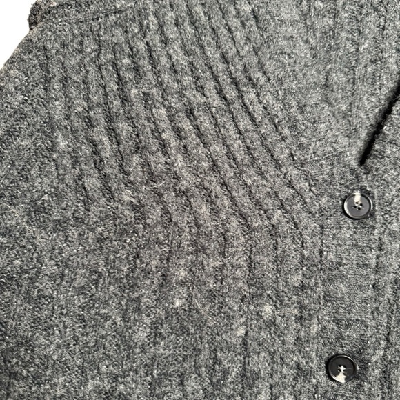 Anthropologie Moth Soft Mixed ribbed knit wool blend Cardigan Sweater Gray XL - Picture 9 of 13